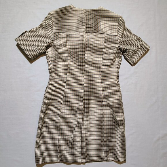NWT Toccin Short Sleeve Button Front Plaid Mini Dress 4 - Picture 9 of 9
